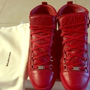 Men’s Red Leather Balenciaga Sneakers
